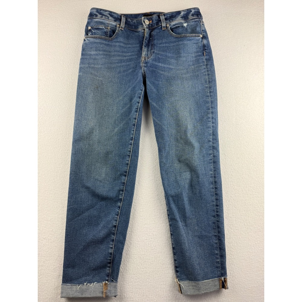 Talbots Everyday Relaxed Jeans Womens 4 Blue Medium Wash High Rise Straight Raw